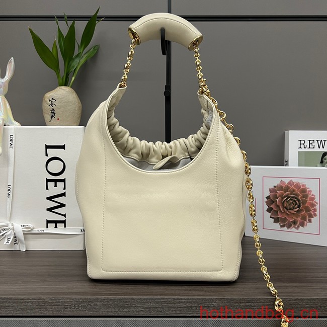 Loewe Squeeze small Napa sheepskin leather bag 652329 white
