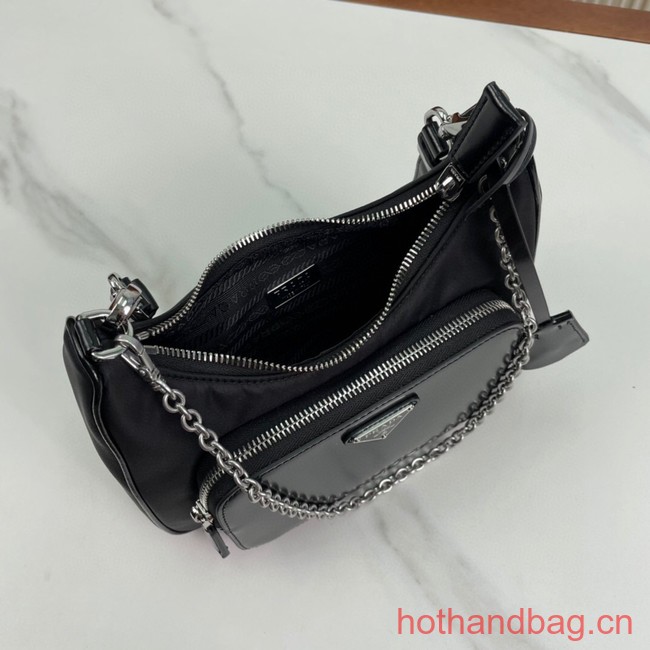 Prada Re-Nylon and brushed leather mini-bag 1BD198 black