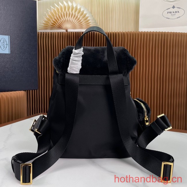 Prada Re-Nylon and shearling backpack 1BZ074 black