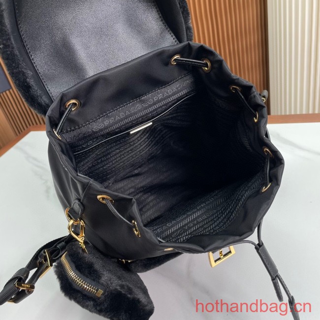 Prada Re-Nylon and shearling backpack 1BZ074 black