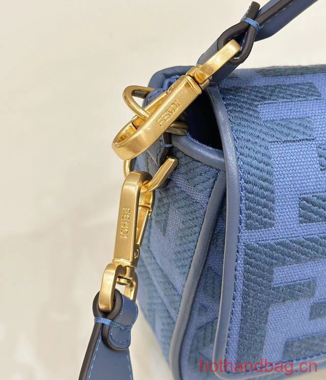 Fendi Baguette canvas bag with FF embroidery 8BR600 blue