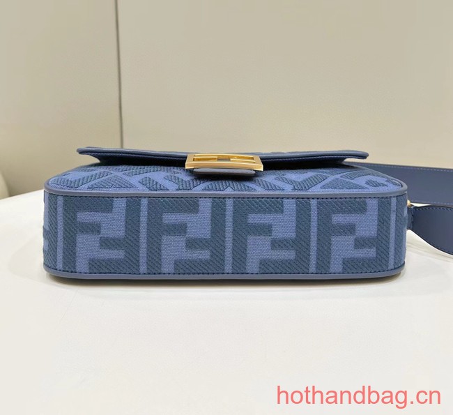 Fendi Baguette canvas bag with FF embroidery 8BR600 blue