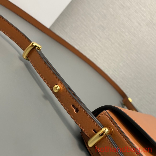 Prada Leather shoulder bag 1BD339 Cognac