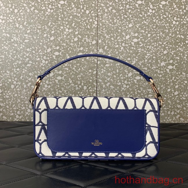 VALENTINO V-logo LOCO sheepskin and fabric handbag Q6ZN blue