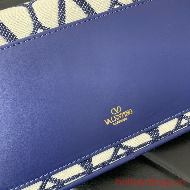 VALENTINO V-logo LOCO sheepskin and fabric handbag Q6ZN blue