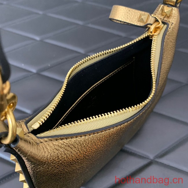 VALENTINO Rockstud calfskin small HOBO bag AG098 gold