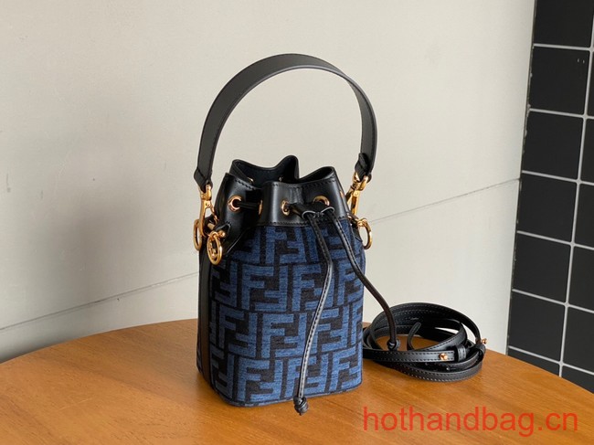 Fendi Mon Tresor Laminated FF jacquard fabric mini bag 8BS010 blue