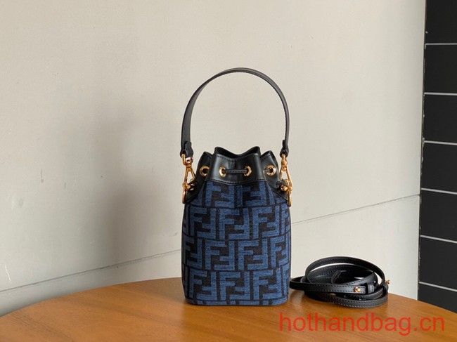 Fendi Mon Tresor Laminated FF jacquard fabric mini bag 8BS010 blue