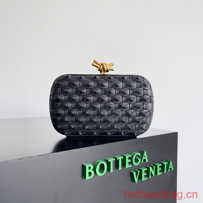 Bottega Veneta Knot Knotted Intreccio leather minaudiere 717622 black