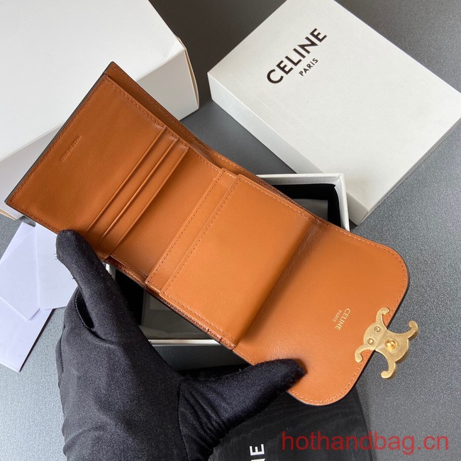 Celine SMALL WALLET TRIOMPHE IN TRIOMPHE CANVAS 10D782 TAN