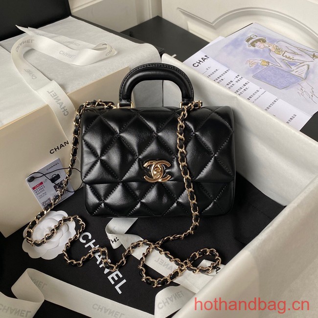 Chanel small flap bag with top handle AS4543 black
