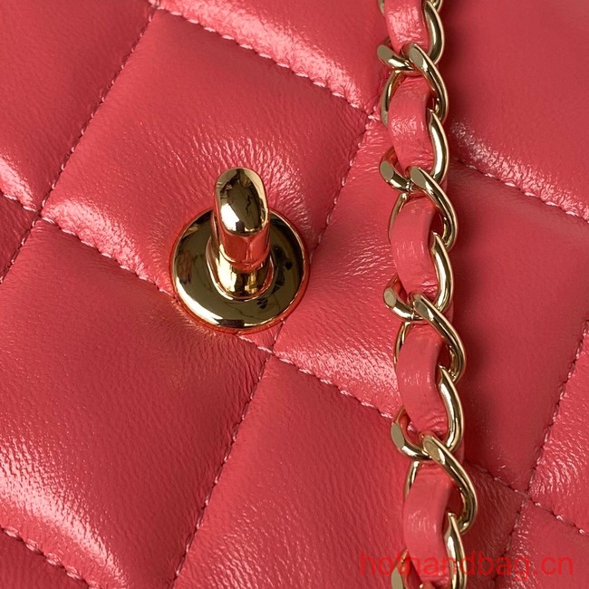 Chanel small flap bag with top handle AS4543 pink