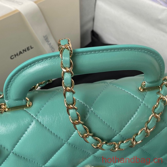 Chanel small flap bag with top handle AS4544 green