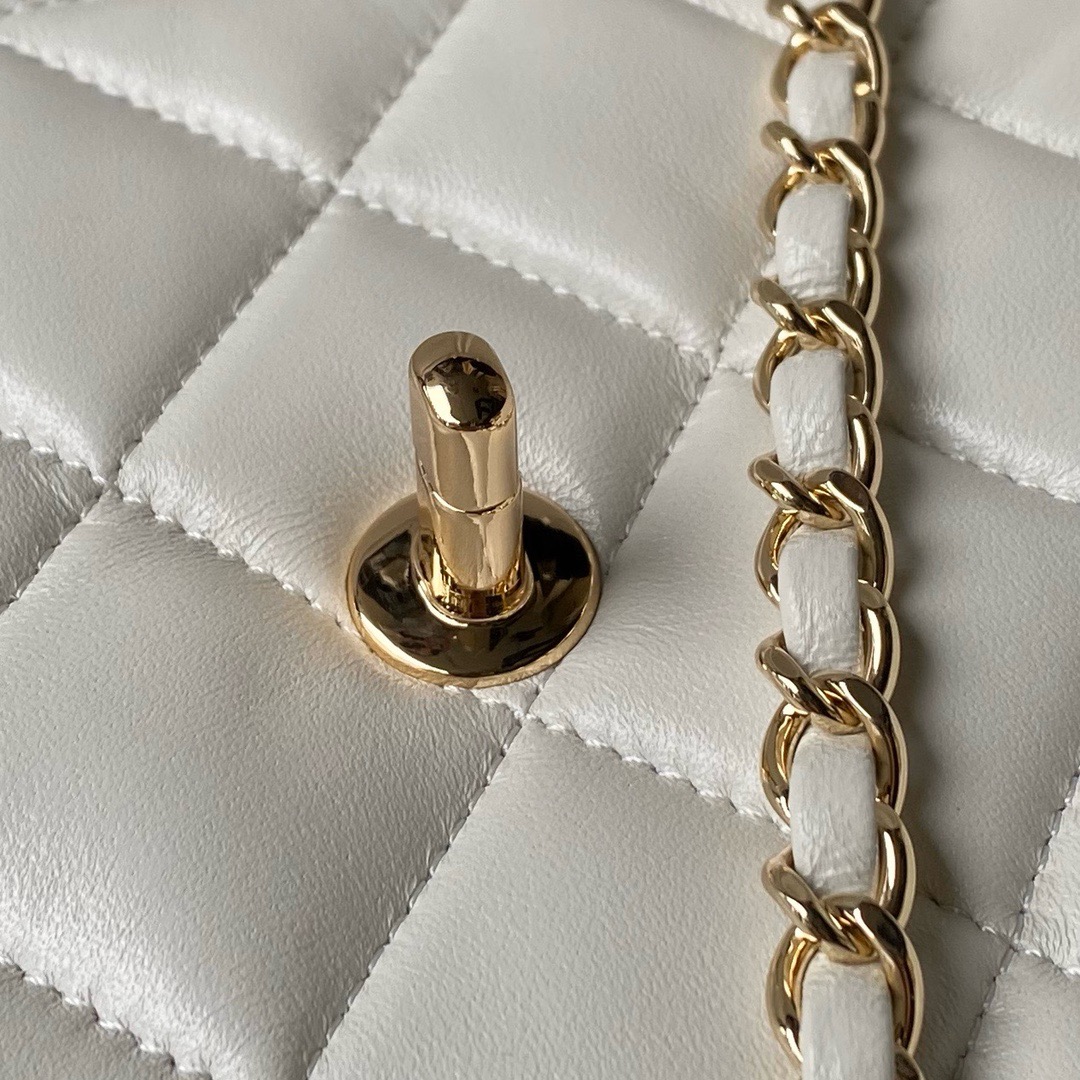 Chanel small flap bag with top handle AS4544 white