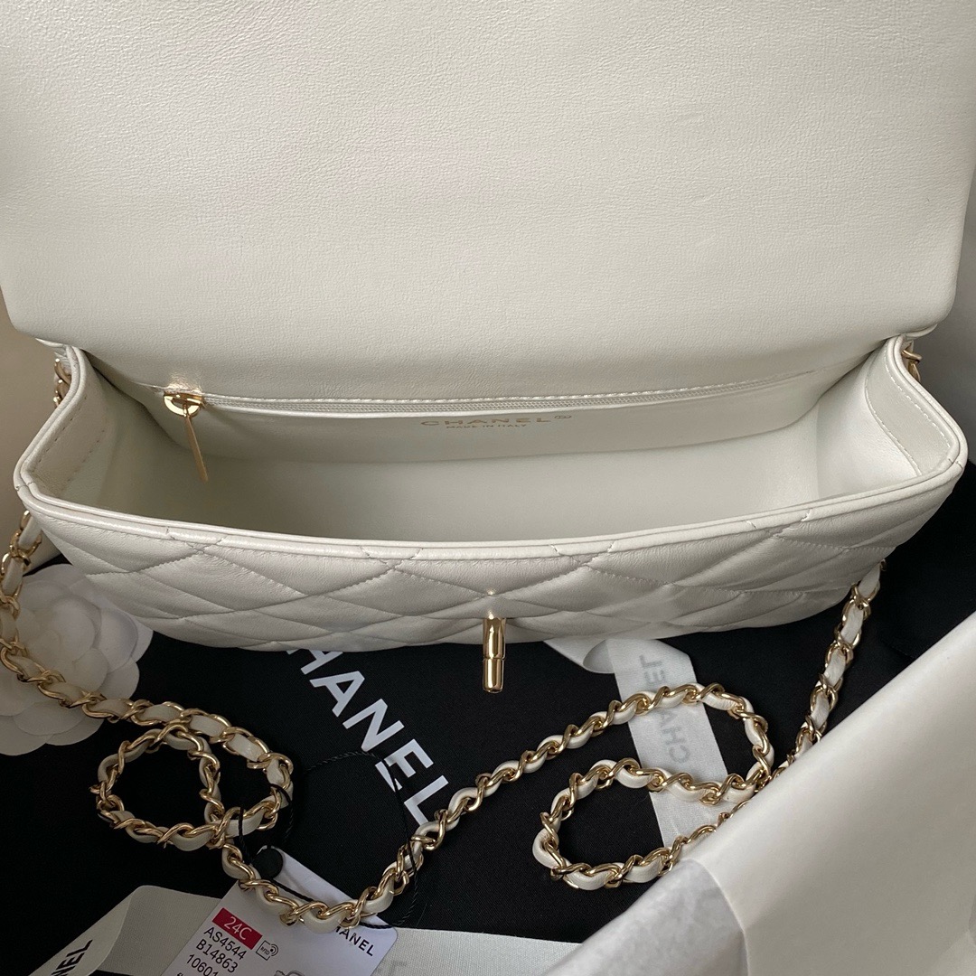 Chanel small flap bag with top handle AS4544 white