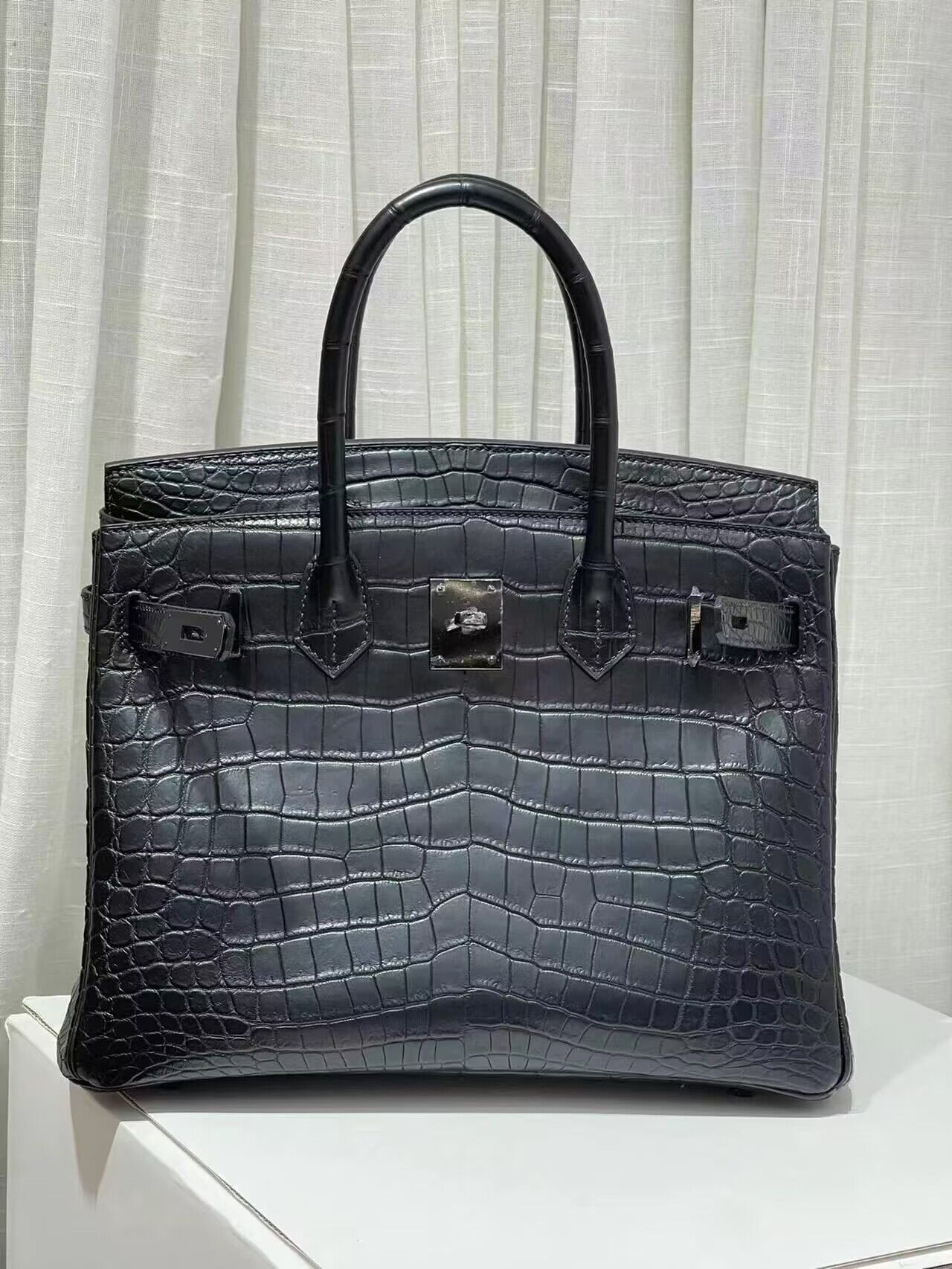 Hermes Birkin 30CM Original Crocodile Leather Bag BK30 Black