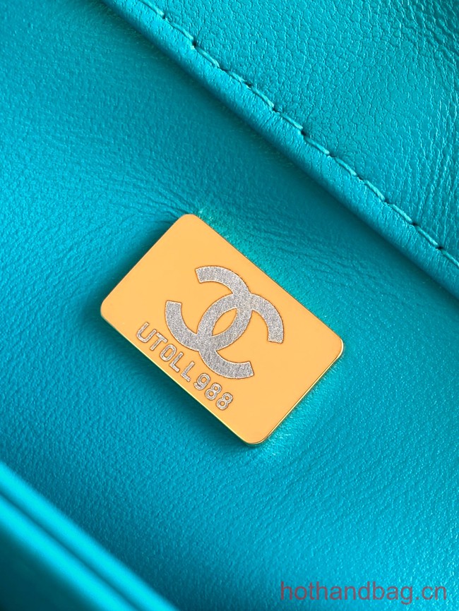 Chanel FLAP BAG WITH TOP HANDLE AS92236 sky blue
