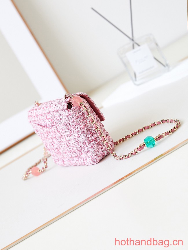 Chanel small Tweed CLASSIC HANDBAG AS3782 pink