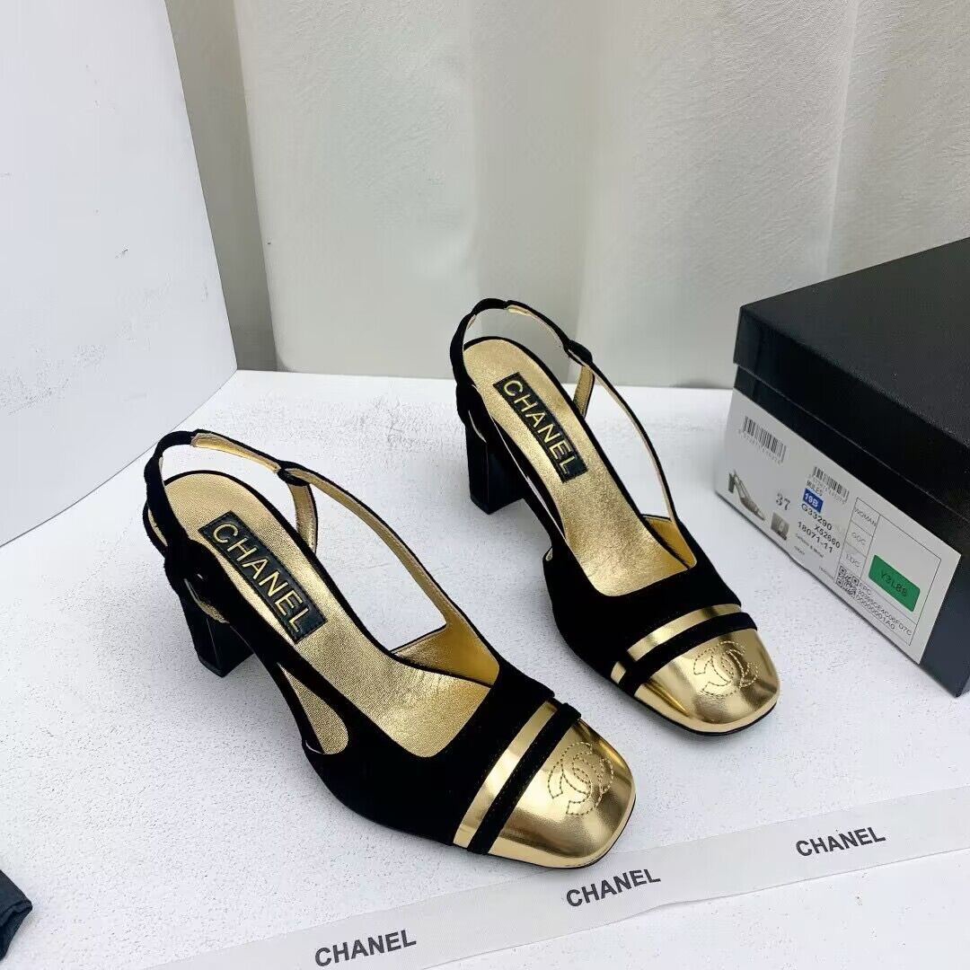 Chanel Shoes 35MM or 75MM Heels CH19032 Black&Gold