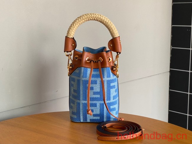 Fendi Mon Tresor fabric mini bag with FF motif 0111 blue
