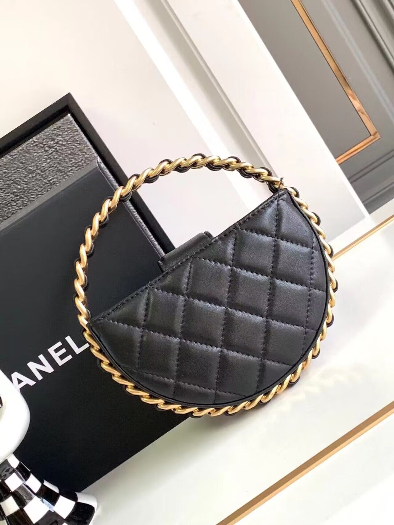 Chanel 23K Original leather Round Camellia Bag AP3584 Black