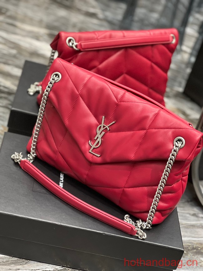 Yves Saint Laurent PUFFER SMALL CHAIN BAG IN QUILTED LAMBSKIN Y577475 red