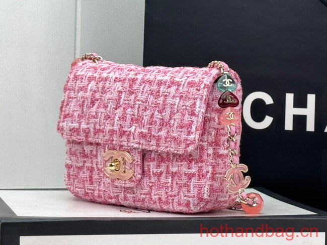 Chanel Tweed CLUTCH WITH CHAIN AS3782 pink