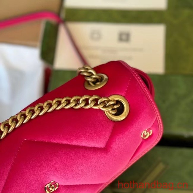 Gucci GG MARMONT MINI SHOULDER BAG 446744 Dark pink quilted chevron velvet
