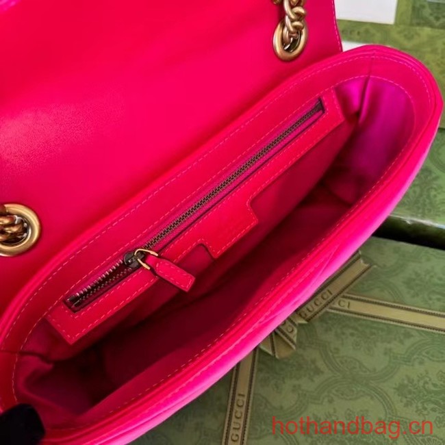 Gucci GG MARMONT MINI SHOULDER BAG 446744 Dark pink quilted chevron velvet