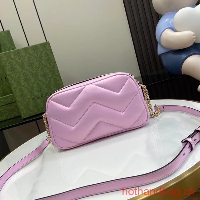 Gucci GG MARMONT SMALL SHOULDER BAG 447632 Pink iridescent quilted chevron leather