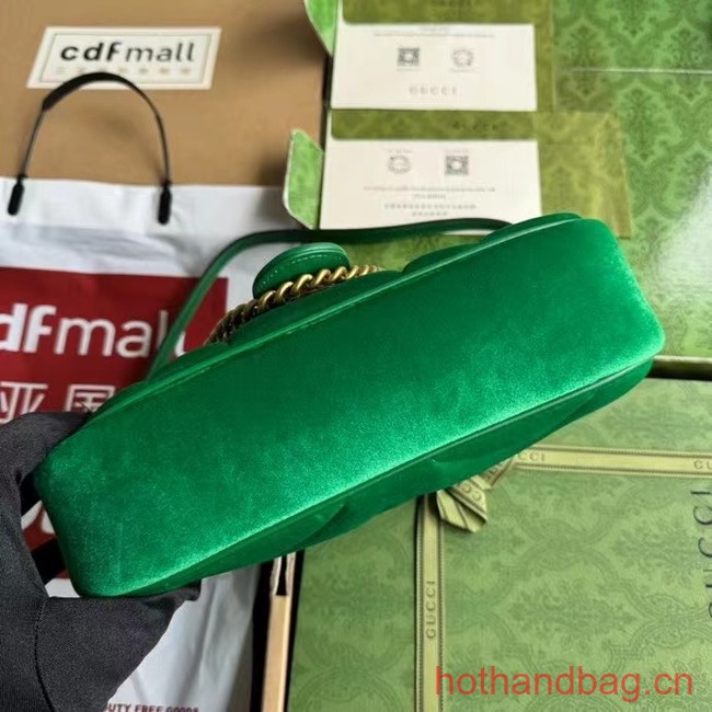 Gucci GG MARMONT MINI SHOULDER BAG 446744 green quilted chevron velvet