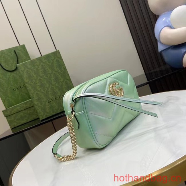 Gucci GG MARMONT SMALL SHOULDER BAG 447632 green iridescent quilted chevron leather