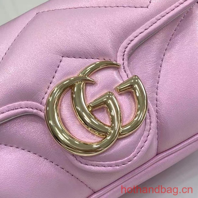 Gucci GG MARMONT SUPER MINI BAG 476433 Pink iridescent quilted chevron leather