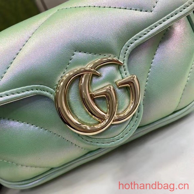 Gucci GG MARMONT SUPER MINI BAG 476433 Light green iridescent quilted chevron leather