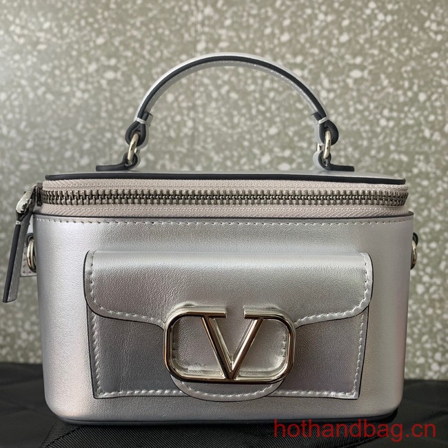 VALENTINO Mini LOCO calfskin box bag HT098 silver