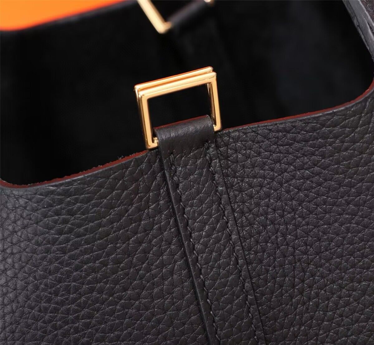 Hermes Picotin Lock Bags Original togo Leather PL3388 Black Gold-Tone
