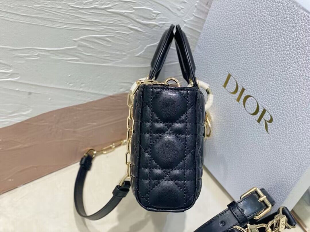 Dior Medium LADY D-JOY BAG Original Calfskin Leather 0540 Black
