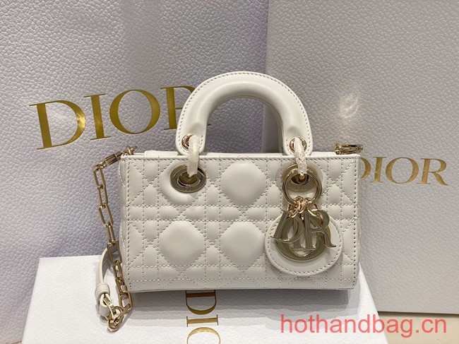 Dior mini Lady D-Joy Bag Cannage Lambskin 9230 white