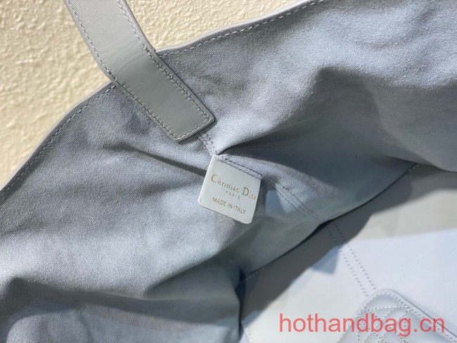 Medium Dior Toujours Bag Stone Gray Macrocannage Calfskin M2821O