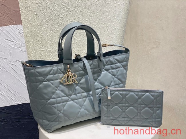 Small Dior Toujours Bag Macrocannage Calfskin M2822O gray 