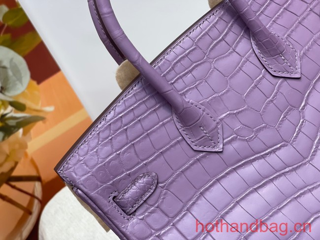 Hermes Birkin 30CM Original Crocodile Leather Bag 5530 Light purple