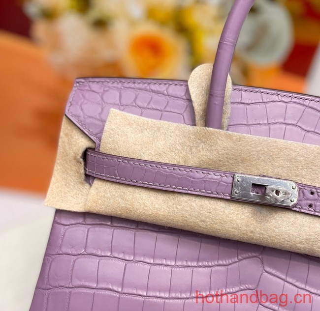 Hermes Birkin 30CM Original Crocodile Leather Bag 5530 Light purple