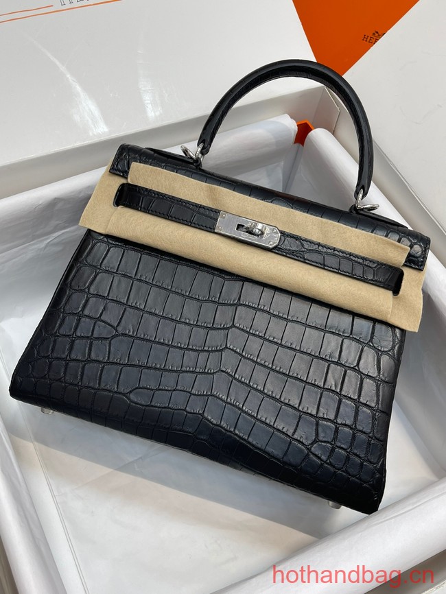 Hermes original Kelly Crocodile Leather 5525 black
