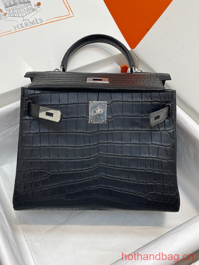 Hermes original Kelly Crocodile Leather 5525 black