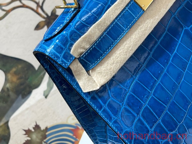 Hermes original Kelly Crocodile Leather 5525 blue
