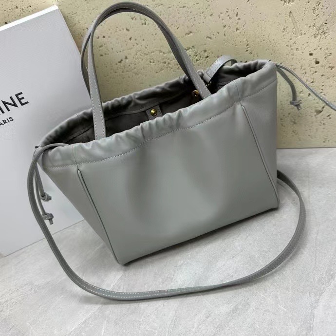 Celine SMALL CABAS DRAWSTRING CUIR TRIOMPHE IN GRAINED CALFSKIN 111013 gray