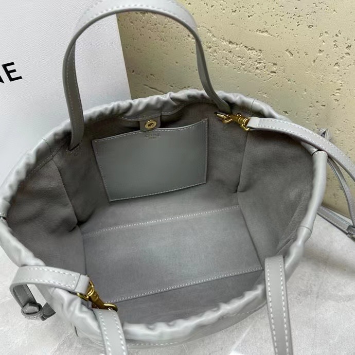 Celine SMALL CABAS DRAWSTRING CUIR TRIOMPHE IN GRAINED CALFSKIN 111013 gray