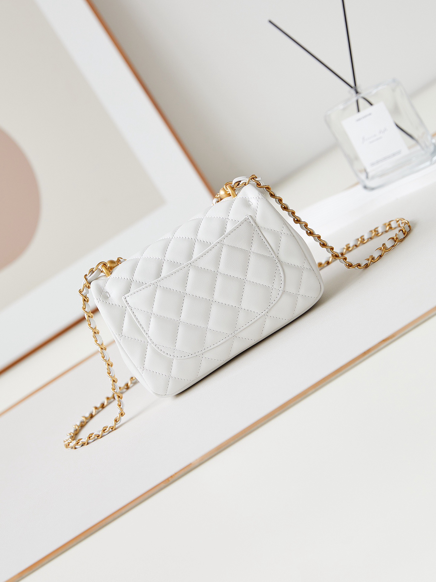 Chanel MINI FLAP BAG AS4385 white