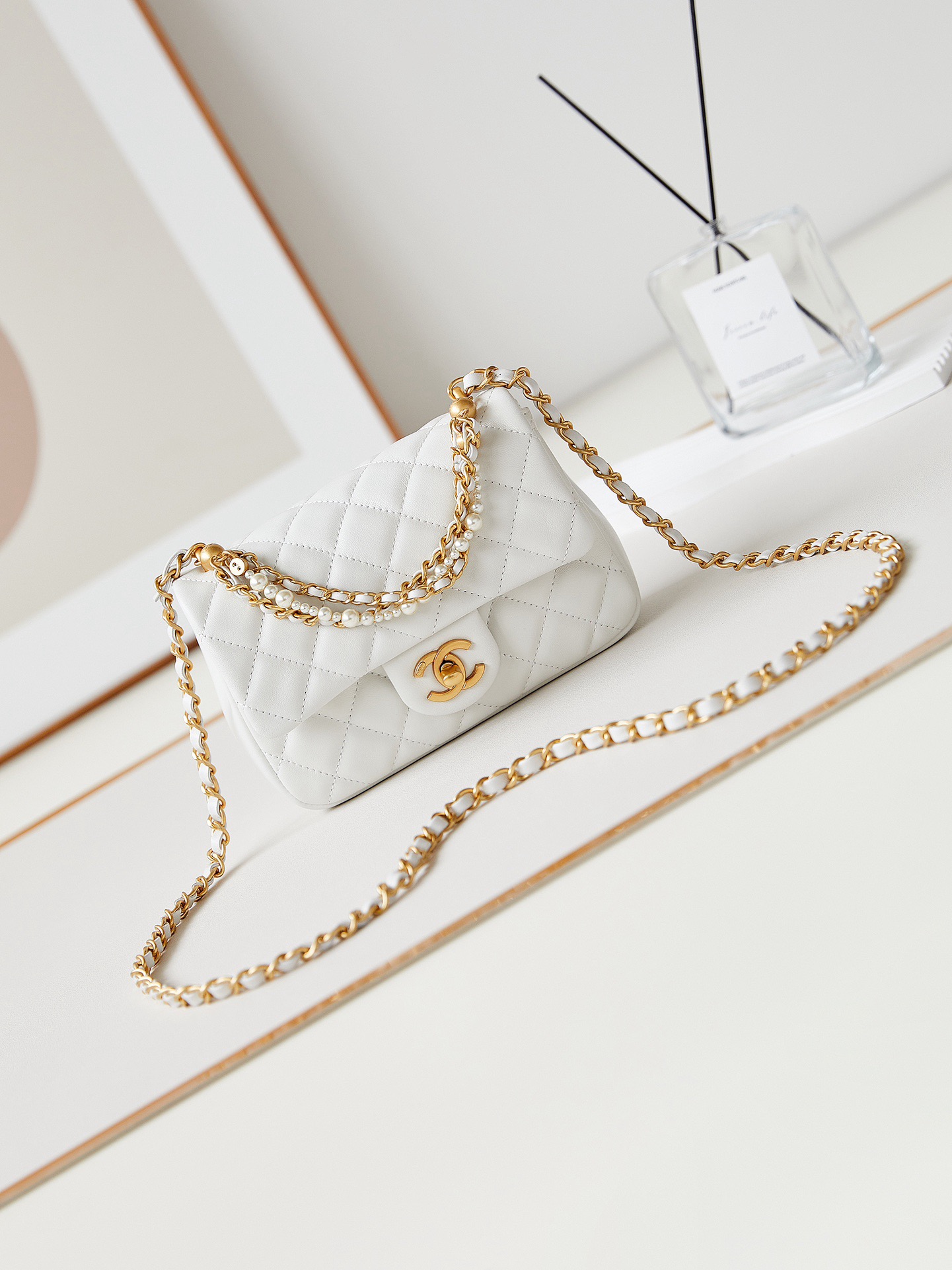 Chanel MINI FLAP BAG AS4385 white