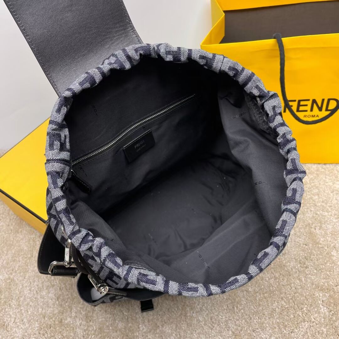 Fendi FF Jacquard Fendi Strike Medium fabric backpack 7VZ070A Denim